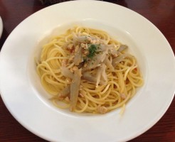 鶏ミンチとごぼうのパスタ